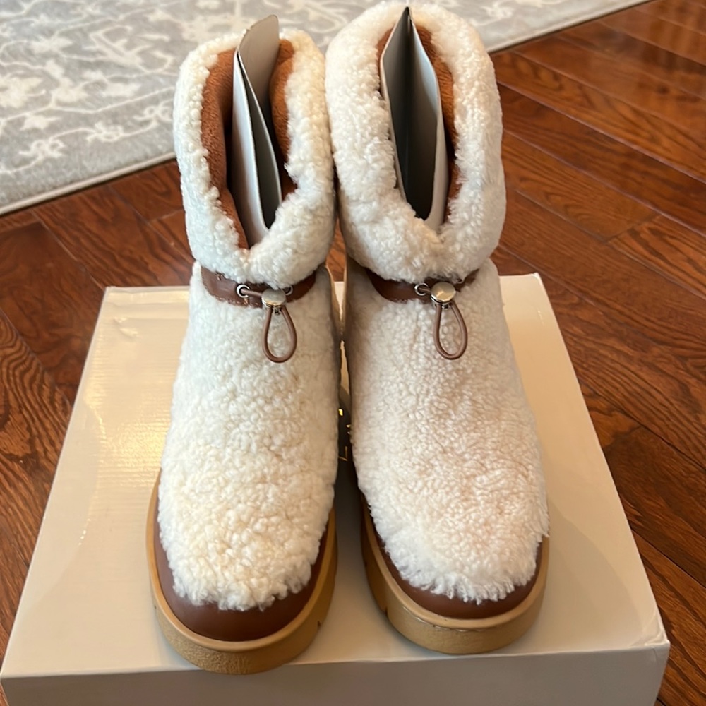 Marc Fisher White and Brown Ankle Boots